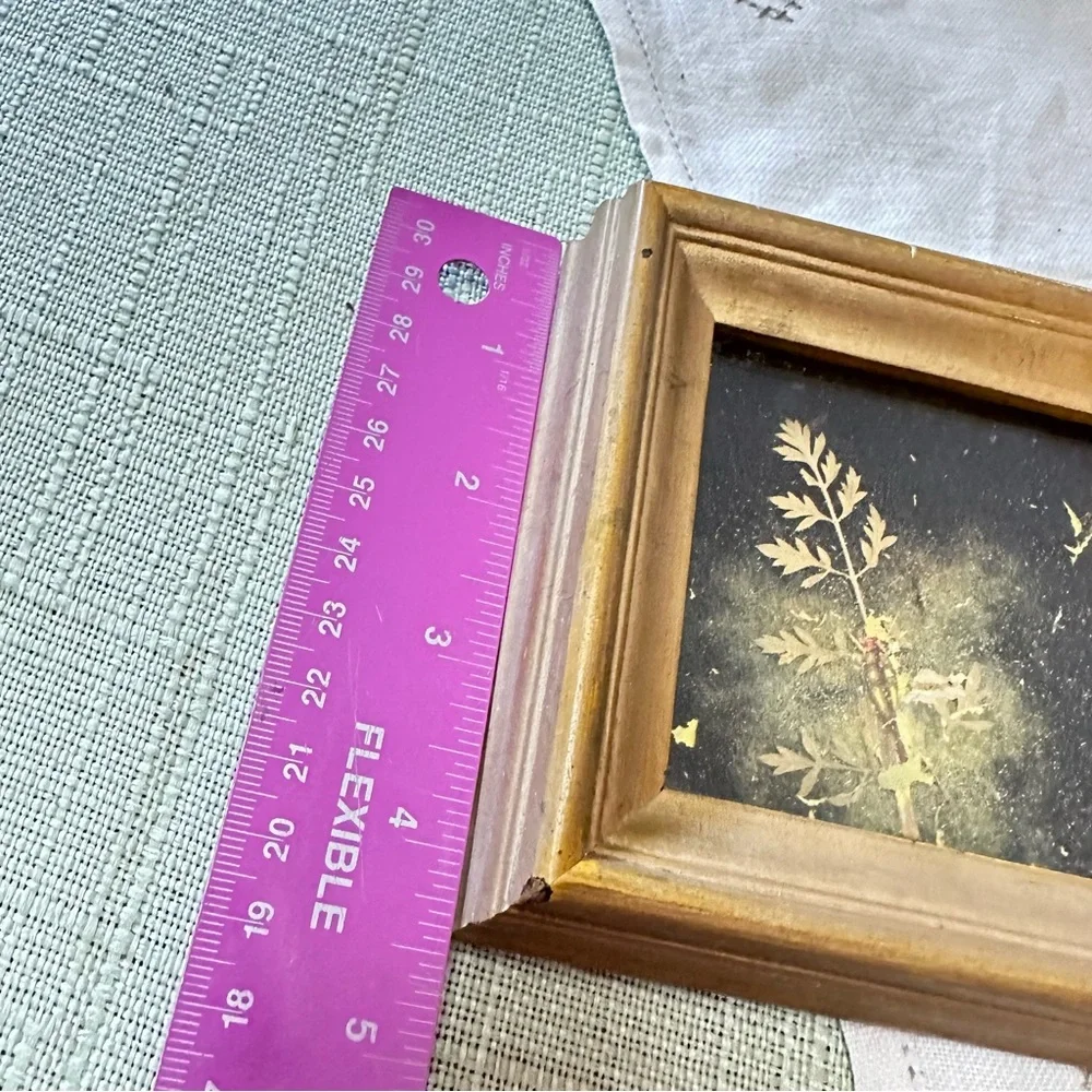 Vintage Botanical Shadow Box Frame – Gold Wood, 4.5” Square - Picture 5 of 8